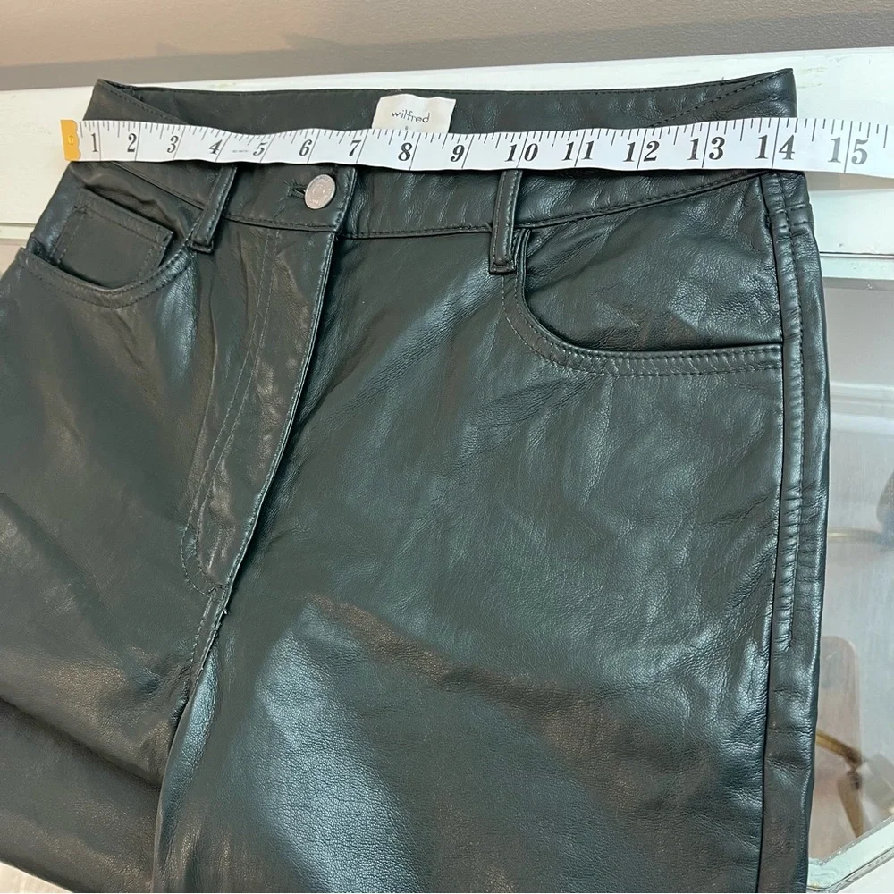 Aritzia Women's Size 6 Melina Vegan Leather Dark Green Cropped High Rise Pant - Picture 13 of 15